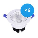 Mehrfachpackung 6x LED Deckenstrahler Rund Schwenkbar 15W 1200lm 60D - 930 Warmweiß | 135mm - Ausschnitt 110mm - UGR <19