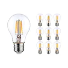 Mehrfachpackung 10x Fadenlampe LED E27 Birne Klar 7W 806lm - 827 | Ersatz für 60W