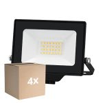 Lot 4x Projecteur LED Aluminium Noir 20W 2200lm 100D - 830 Blanc Chaud | IP65 - Symétrique 