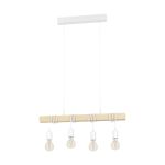 Eglo Suspension Luminaire Townshend Échantillon Blanc Bois | IP20 - Convient pour 4x E27 