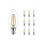 Lot 10x LED E14 Bougie Filament Claire 2.5W 250lm - 827 | Remplacement 25W